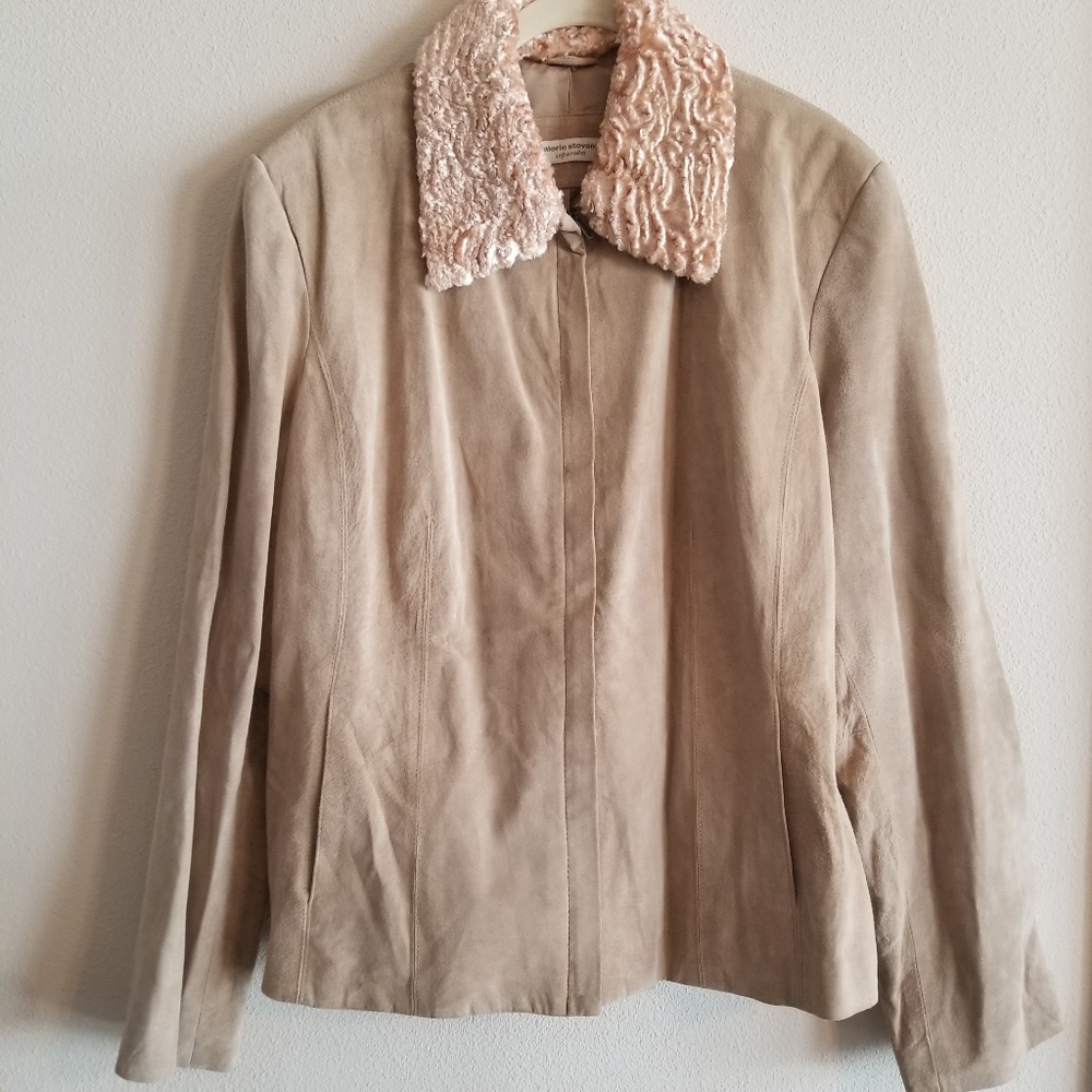 VALERIE STEVENS BEIGE LEATHER COAT